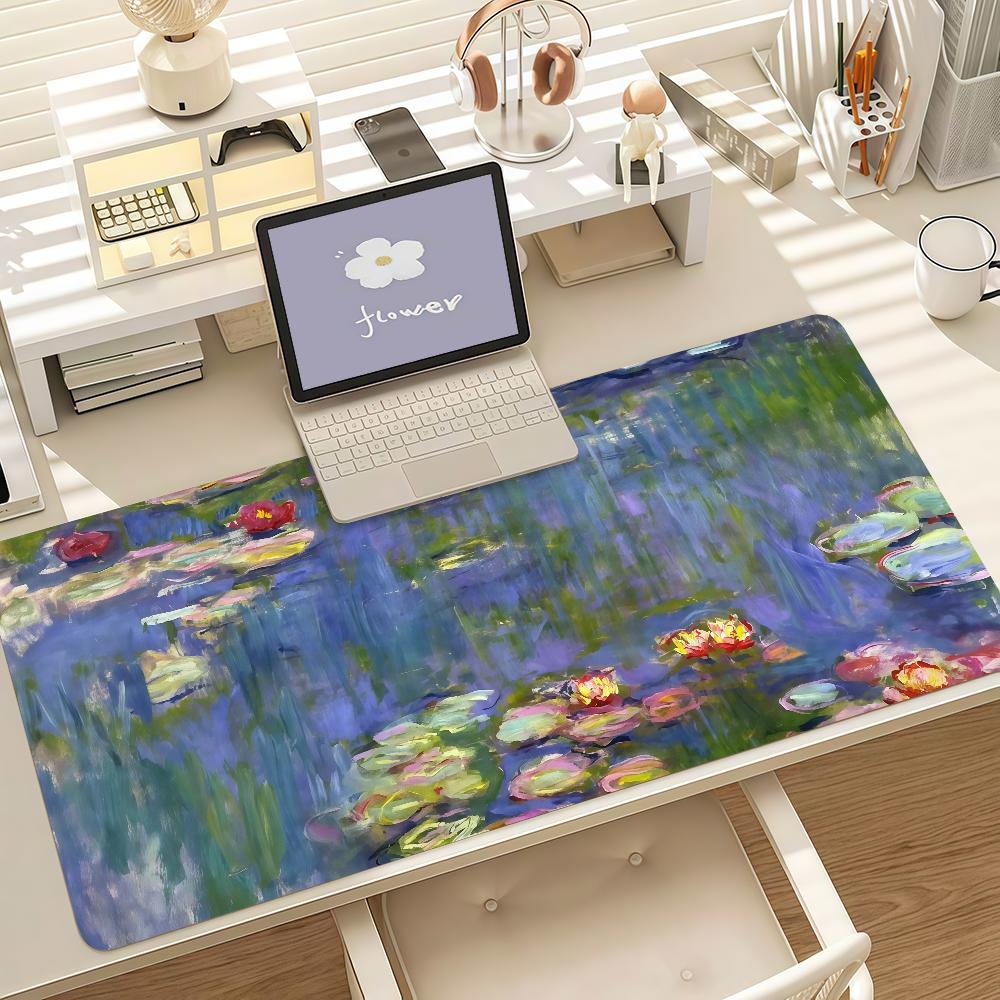 Retro Art C-Claude Monet Mouse Pad Anti Slip Rubber Edge Locked Thickened Laptop Gaming Desk Mat