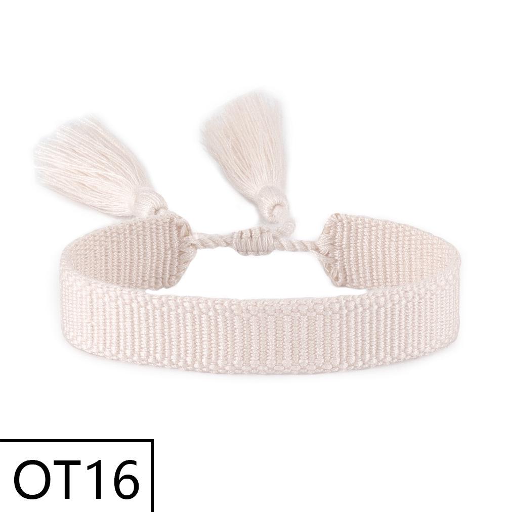 European & American Style Woven Bracelet - Solid Color, 1.3cm, Handmade Tassel, Fashionable Polyester Hand Rope for Women