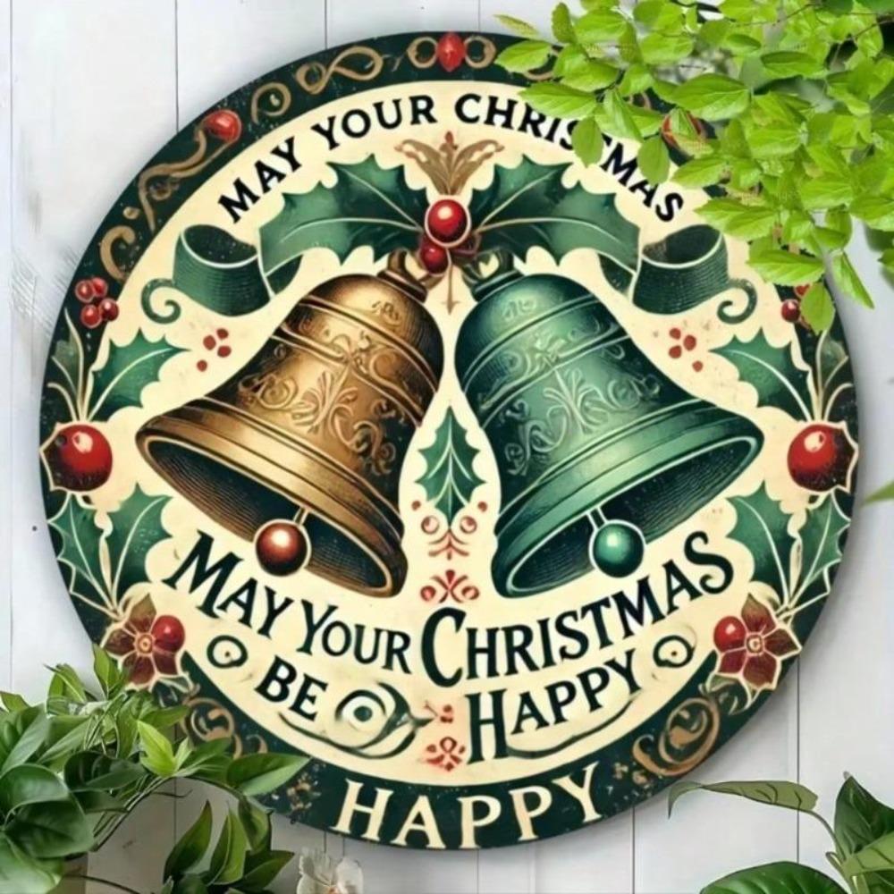 Vintage Christmas Bell Metal Sign Aluminum Wall Art Home Bar Office Decor