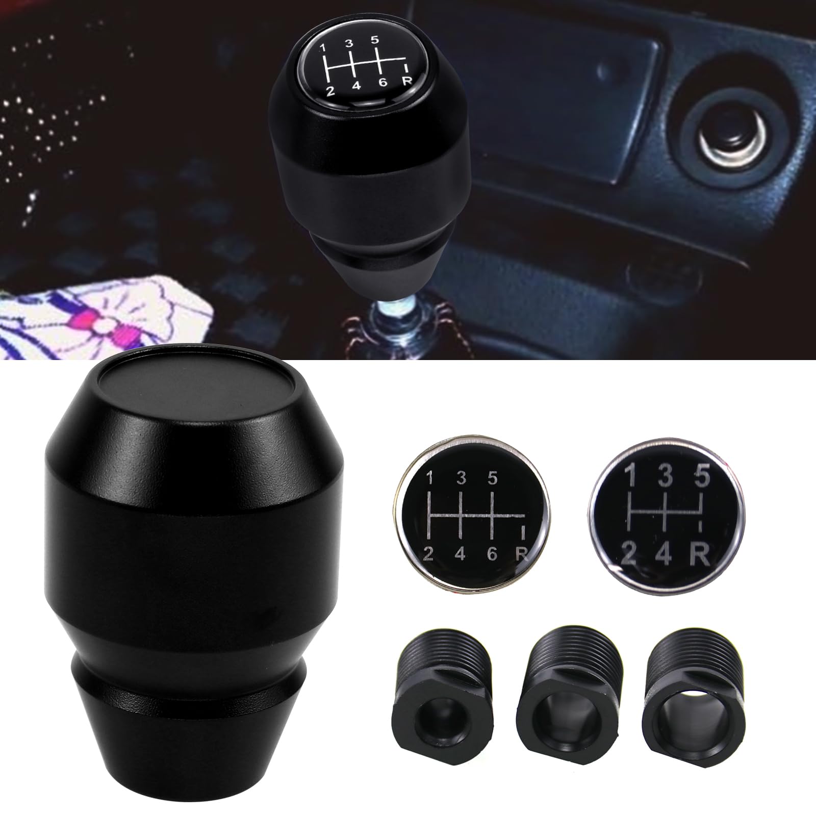 

Jeyaic Universal Shift Knob for Manual Aluminum Shift Includes Shift Knob Conversion 49mm x Includes and Manual Transmission Shift Pattern Black чёрный
