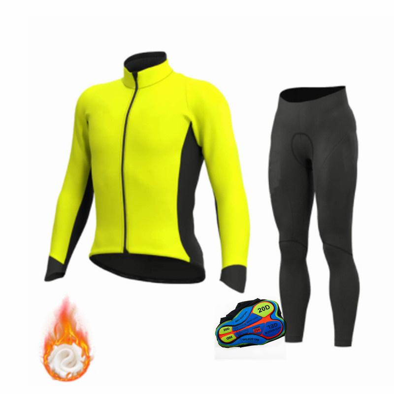 2026 Winter Warm Cycling Clothing Set  MTB Suits Long Pants with 20D Gel Bike Clothing Men Thermal Fleece Bicycle Uniform Cycling Sets