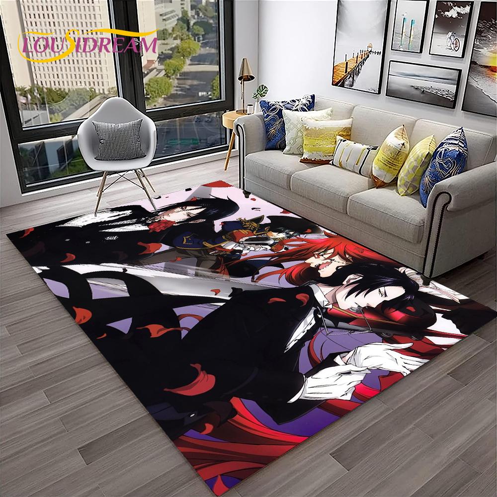 Kreskówkowy dywan 3D Anime Black Butler do domu, salonu, sypialni, na sofę, wycieraczka, dekoracja, dywanik do zabawy dla dzieci, mata podłogowa antypoślizgowa