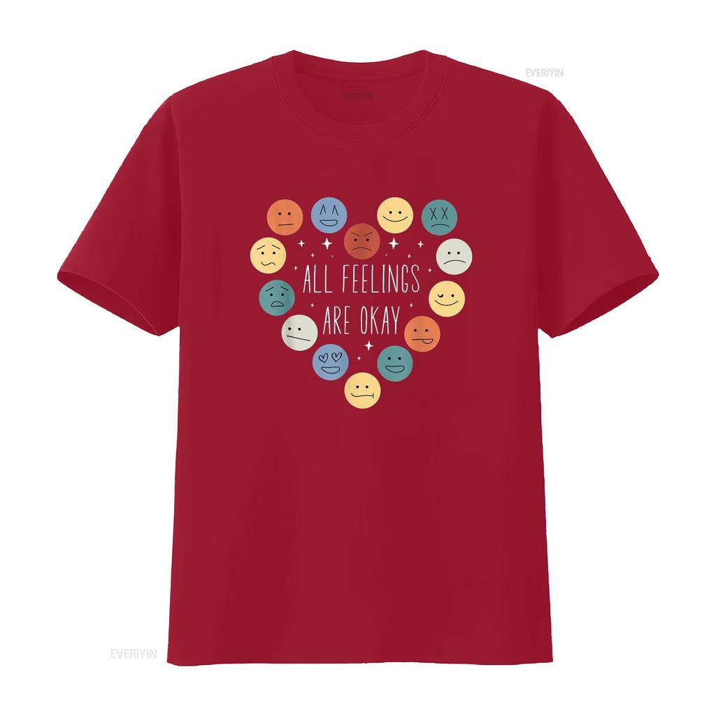 All Feelings Are Okay Mental Health Awareness Month Plus Size Vent Emotion T Shirt Vintage Washed Casual Designer Clothes