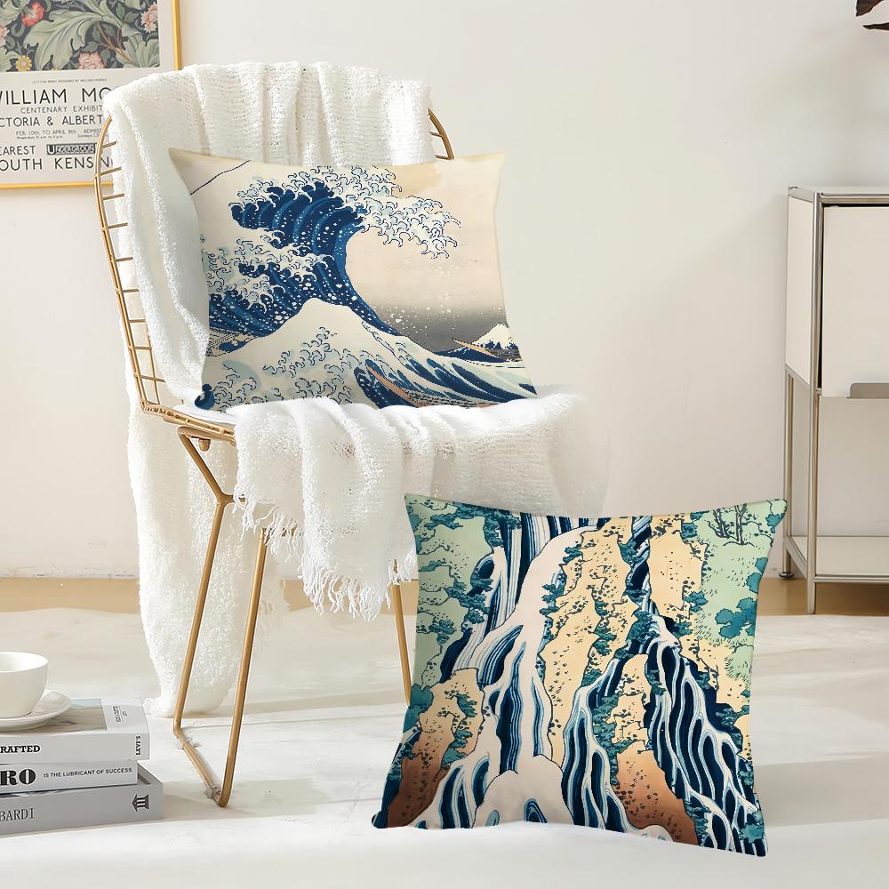Katsushika Hhokusai Japanese Ukiyoe Pillow Case Suitable For Bedrooms Living Rooms Cars Home Decoration