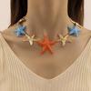 Boho Big Starfish Star Pendant Necklace For Women Conch Shell Pearl Metal Chain Choker Beach Party Exaggerated Jewelry Gift