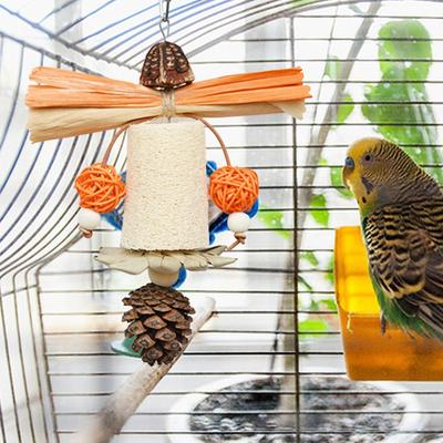 Käfigzubehör, Spielgeräte, einzigartiger Vogelstangenständer, solides Kauspielzeug
