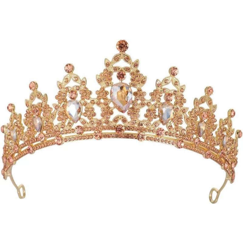 European and American Bride Headwear Large Crown Fashionable Crystal Crown  Birthday Party Headband  Retro Queen Headband