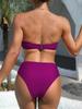 New Solid Color Bandeau Drawstring Bikini - Women's Tight-Fitting Split Swimsuit