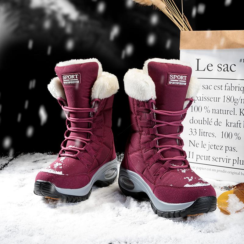 Women Plush Cotton Shoes Air Cushion Snow Boots Fashion High-top Platform Shoes Winter Warm Outdoor Boots