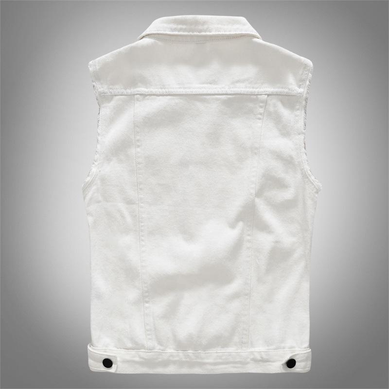 Kule Spring Korean Slim Fit Men's Trendy White Denim Vest