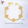 9999 24K real gold diamond red four-leaf flower bracelet for women, exquisite mother-of-pearl versatile bracelet