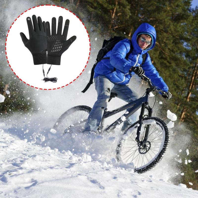 Rechargeable USB Heated Gloves for Cold Weather Cycling Thermals Insulation Windproofed Design Touchscreens Fingers