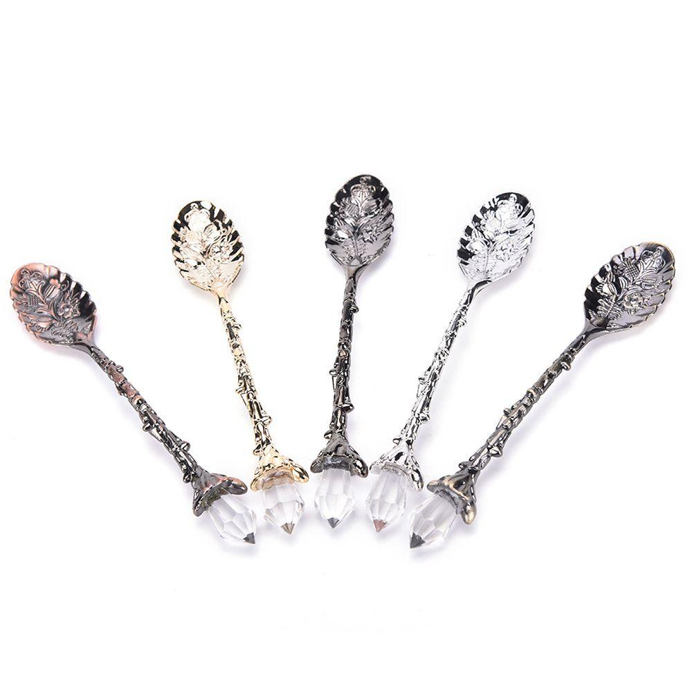 Royal Style Carved Pattern Dessert Zinc Zinc Zinc Alloy Flatware Tea Scoops Kitchen Accessories Dining Bar