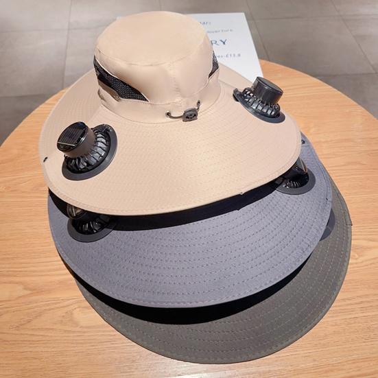 Men Sun Hat with Dual Power Supply Fan Design Three-Speed Wind Adjustable Wide Brim Fishing Hat Fishing Hiking Hat