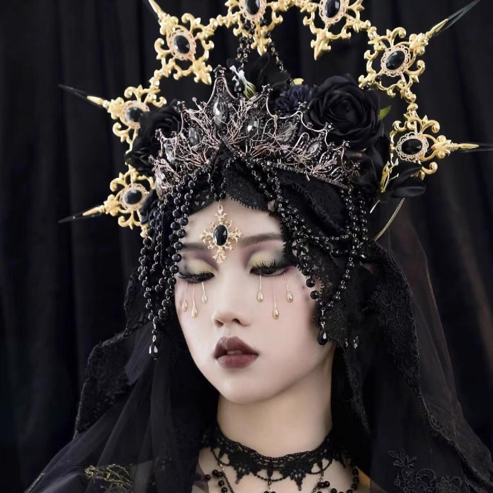 Luxury Gothic Crowns Headpiece Stage Performance Goddess Halo Headwear  Dress Accessories