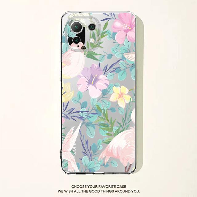 Cute White Rabbit Flower Floral Clear Case For Xiaomi Poco X3 Nfc X3pro M3 F1 F3 For Mi 11 12 13 11x 12x Pro 11 10 Lite 11t 10t