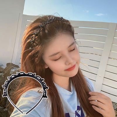 Adjustable Toothed Headband Women Bangs Hairstyle Headband with 8 Small Clip DIY Hairpin Adjustable Weave Bangs Hair Clips