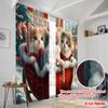 2pcs,2D Plane Printing Popular Curtain Panels Cute Kittens Christmas Sleigh Ride (2) Durable Polyester (without Rod) All Seasons