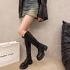 2025 Autumn and Winter New Lace-up Boots Women Thin But Knee Small Thick-soled Long Boots Tall Knight Boots