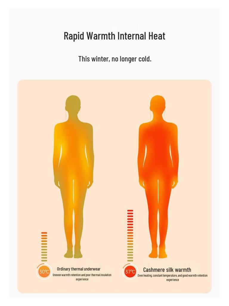 Men's and Women's Cashmere Silk Fleece-Lined Seamless Underwear Set for Autumn/Winter - Includes Base Layer Top and Pants