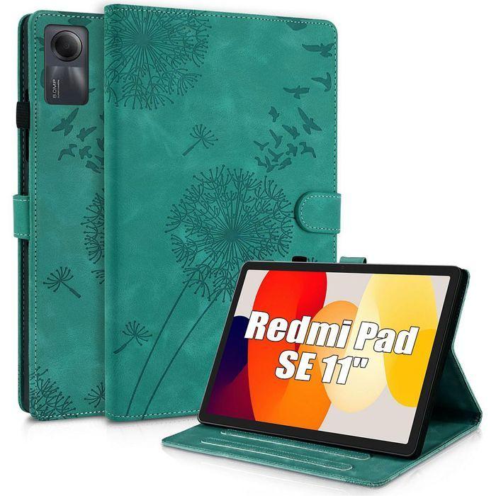 Case for Xiaomi Redmi Pad SE 11 Inches, Shockproof Case Dandelion Pattern PU Leather Green