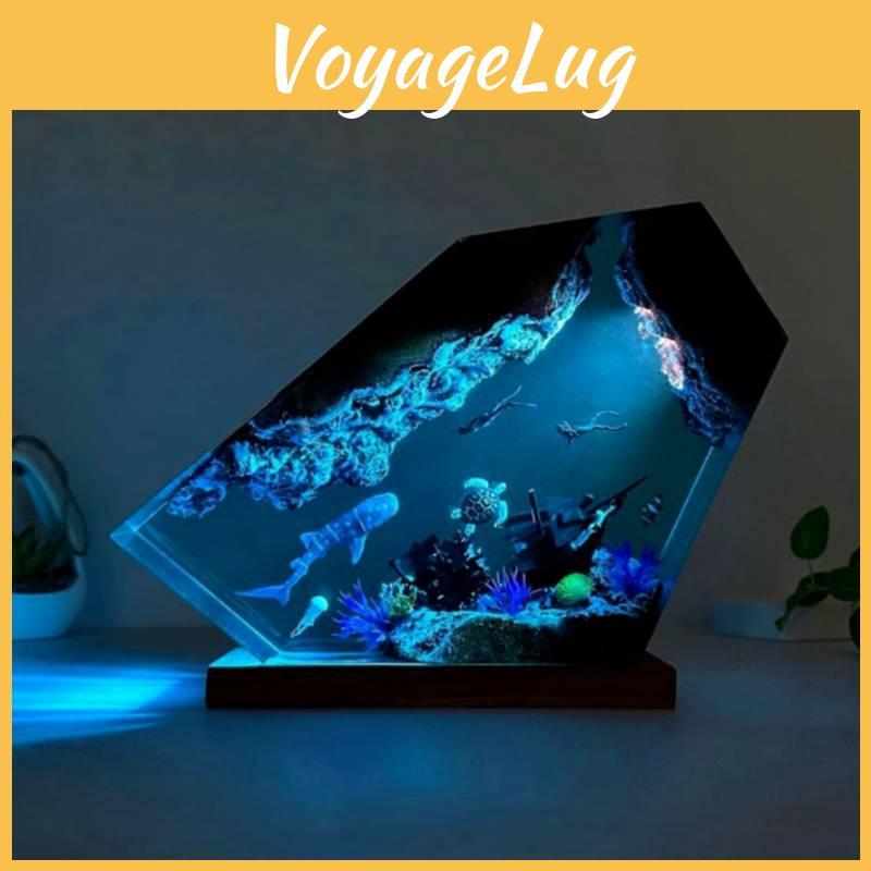 Sea Life Resin Night Lamp With Warm Blue White And Colorful Light For Bedroom Decor
