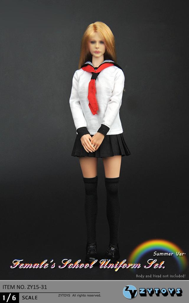 [TOYBARJAPAN] 1/6 Scale Figure Accessories/ZYTOYS ZY15-31 Female Student Summer Sailor Uniform, Stockings, and Shoes Set (Body and Head Not Included)