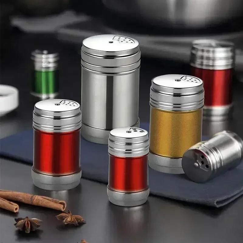 Stainless Steel Salt Spice Sugar Pepper Flavour Bottles Shaker, Airtight, Rotatable Seasoning Shaker, Kitchen Gadget