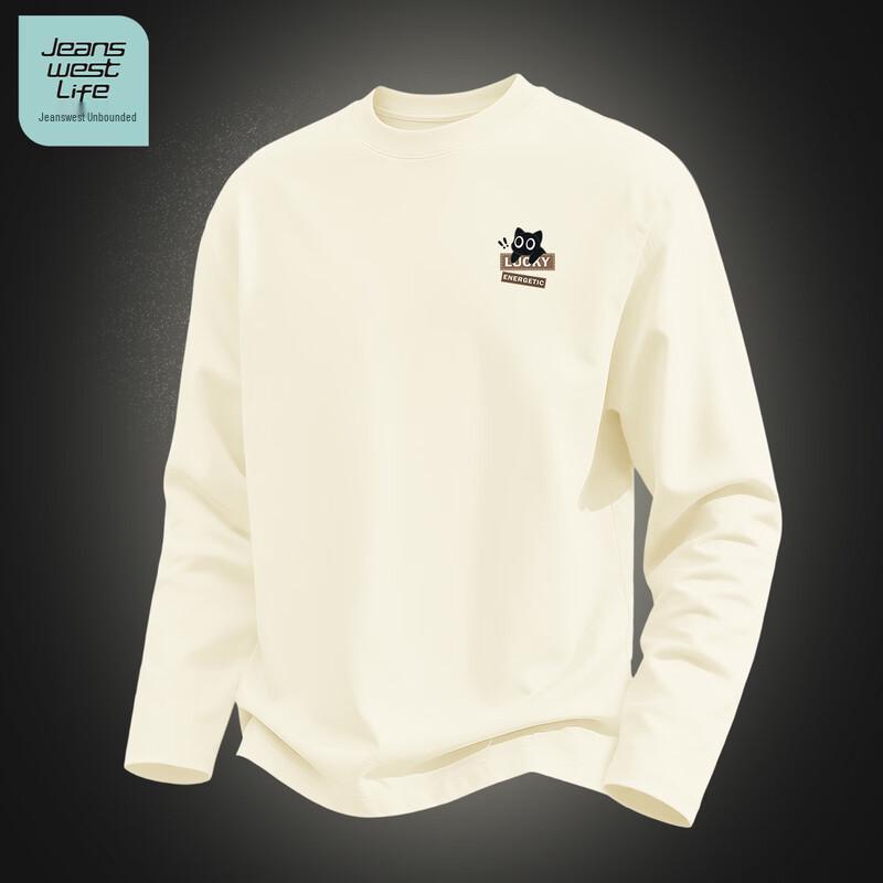 JEANSWEST LIFE Men's Relaxed Fit Lucky Cat Long-Sleeve T-Shirt
