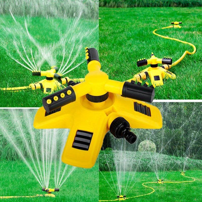 1pc Automatic 360° Lawn Sprinkler, 3 Adjustable Arm Garden Water Sprayer, Rotary Nozzle Irrigation System for Outdoor Lawn
