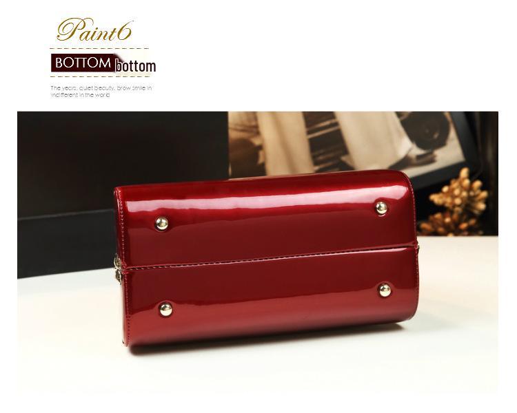 Patent Leather Mom's Handbag: Fashionable Genuine Leather Crossbody Shoulder Bag