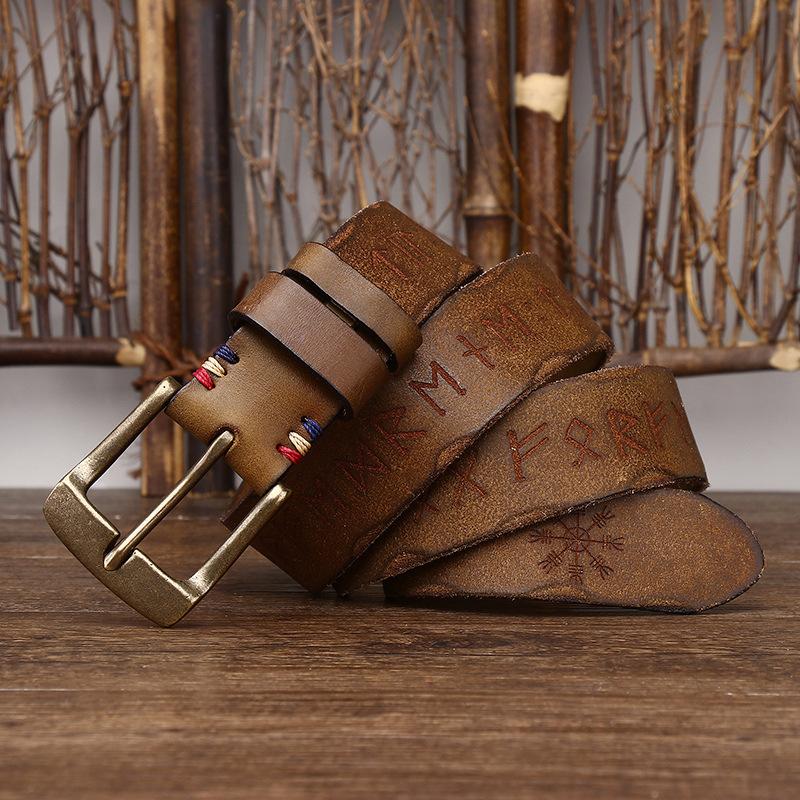 

Ремень мужской с обратной стороной для лица, ретро-личность, модная резьба, натуральная кожа крупного рогатого скота, ремень для джинсов мужской 125cm