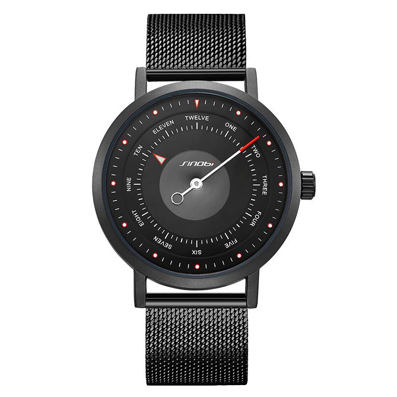 Sinobi Men'S Watch Male Creative Compass Single Pin Student Watch Mesh Strap Quartz Watch Male 9809