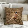 Pheasant Bird Print Throw Pillow Cover, Wildlife Photography Farmhouse Style Decorative Cushion For Rustic Home