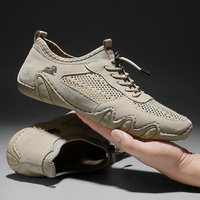 New Summer Casual Sneakers for Men's Large Size Sewn Leather Mesh Shoes for Octopus Men's Shoes