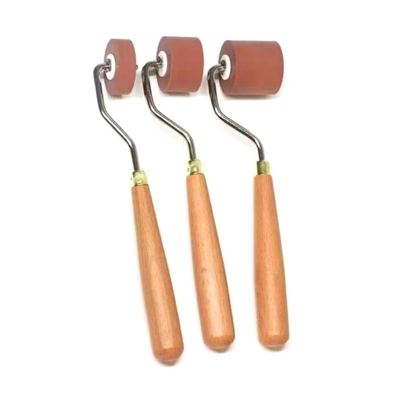 1/3Pcs Rubber Brayer Rollers for Crafting, Wood Handle Rubber Rollers for Printmaking, Wallpaper Roller Painting Tool