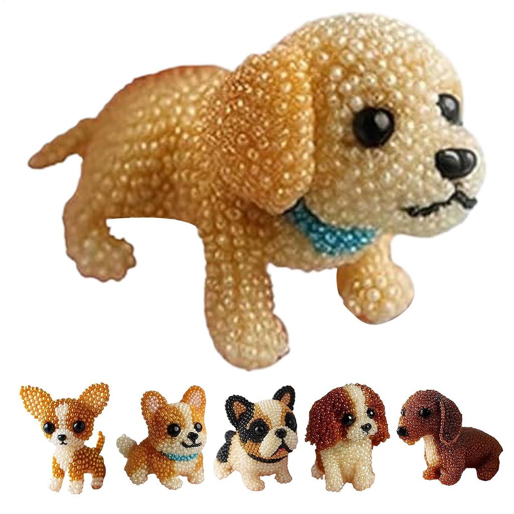 Dog Bead Embroidery Kit Three-Dimensional Dog Animal Bead Embroidery Kit Ornament Making Sewing Art Complete Accessories for
