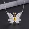 Micro Inlaid Clavicle Chain Yellow Crystal Zircon Butterfly Earrings Necklace Gold Pendant Ring