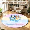 Round Rug Custom NameBluey Pattern Non Slip Carpet Home Floor Decor