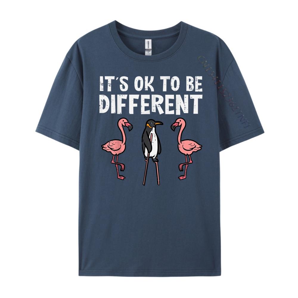 Penguin Its Okay To Be Different Flamingo Graphic T Shirts 100 Cotton Luxury Clothes Men Tee Shirt Loose