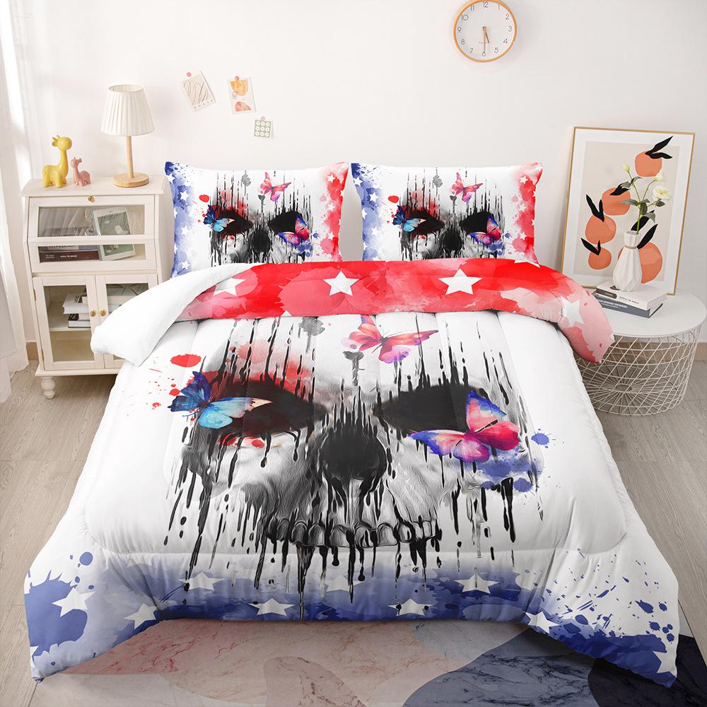 Gothic Style Bedding Set Rose Skull 3D Print Polyester Duvet Cover Single Twin Queen King Size for Home Decoration Birthday Gift