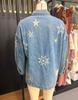 Women's Retro Embroidered Distressed Denim Jacket Coat