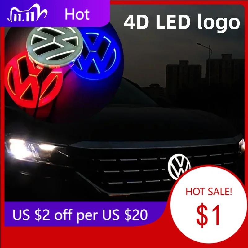 Nouveaux autocollants LED 4D pour logo Volkswagen (avant et arrière) compatibles avec Tiguan/Passat/Golf/Polo/Jetta/Beetle/CC/MK5/
