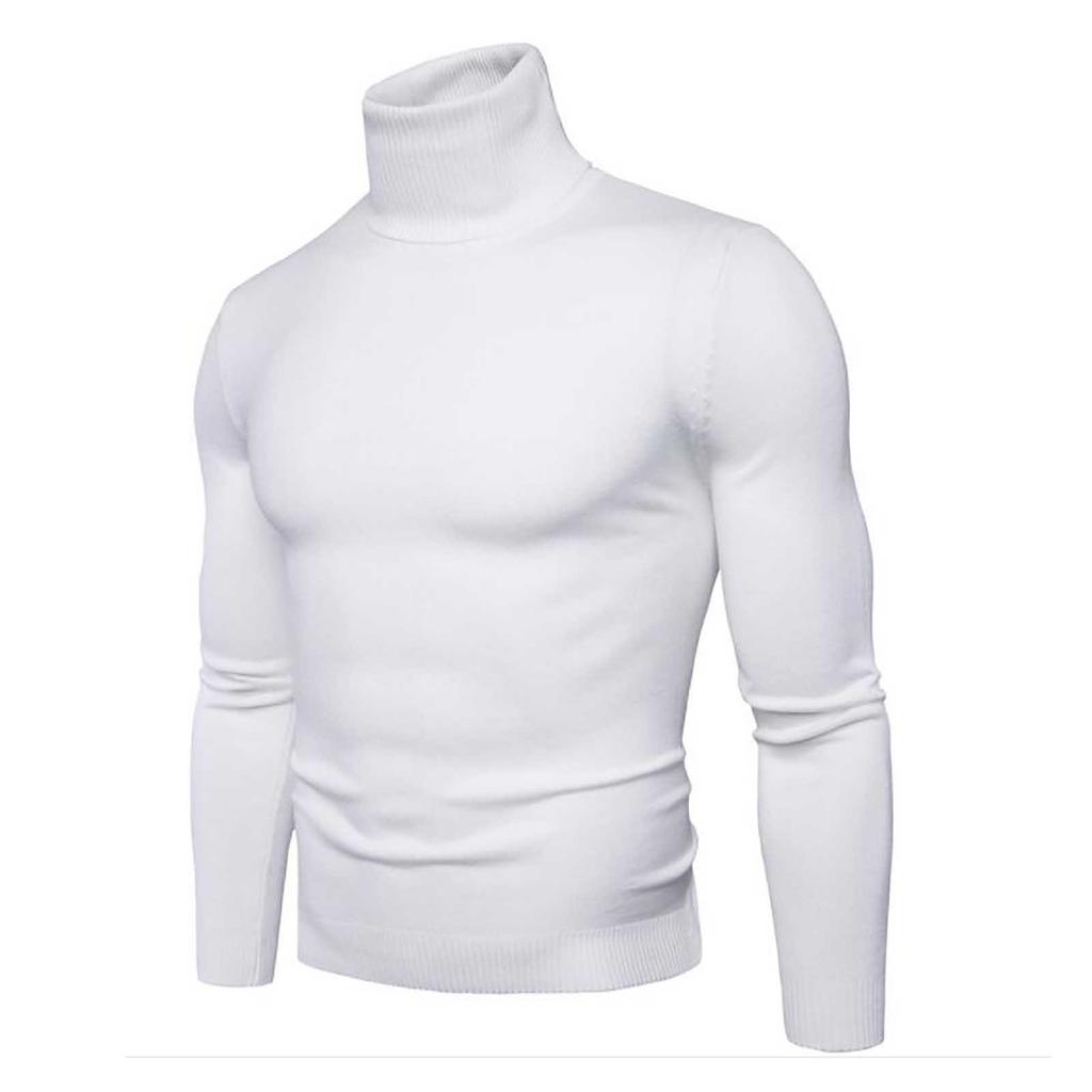 Men's Sweater High Neck Sweater Solid Color Slim Bottoming Sweater