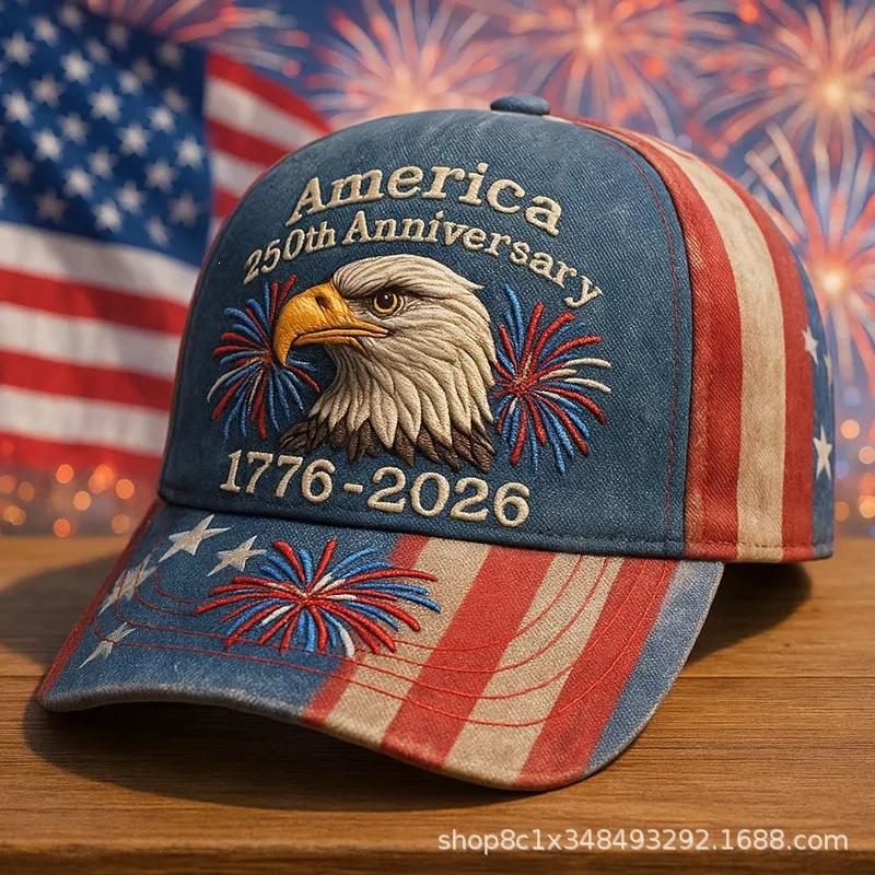 American Anniversary Baseball Cap, Men's and Women's Polyester Digital Printing Sun Hat Small Batch