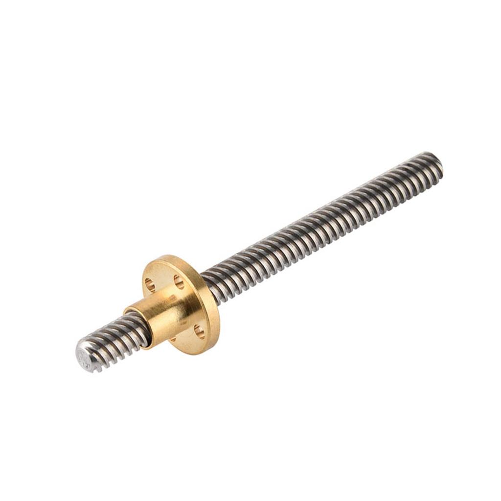 T8 8mm Trapezoidal Stainless Steel Threaded Rod  Screw & Brass Nut for 3D Printer 100mm