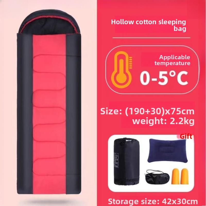 

Спальный мешок уличный теплый осенне-зимний, утолщенный портативный спальный мешок, сверхлегкий спальный мешок для кемпинга и перерыва на обед красный