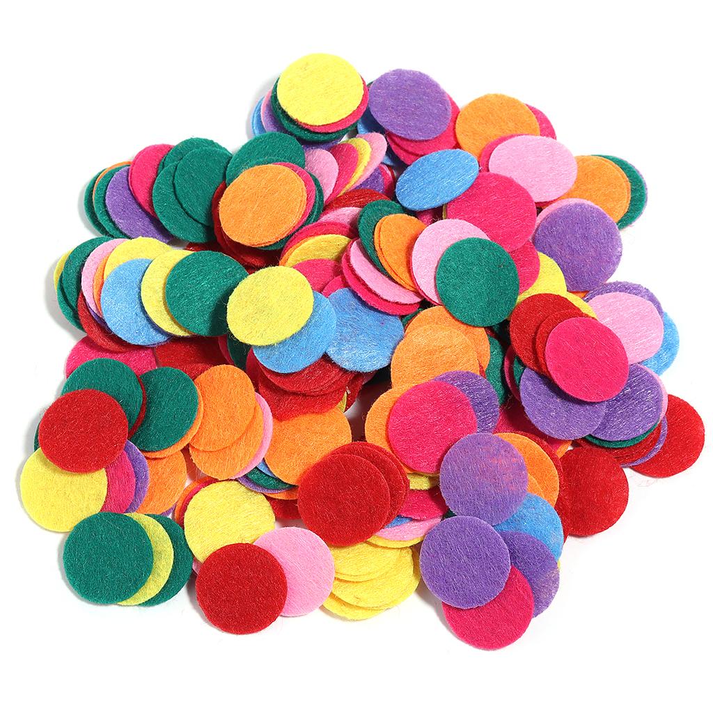 100-300pcs Round Non Woven Felt Circle Pads 15-45mm Colorful Fabric Patches Dots Appliques For DIY Scrapbook Handicrafts Decor
