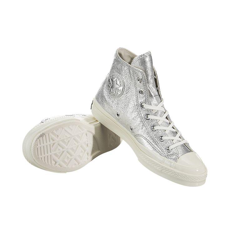 Converse 1970s Chuck Taylor All Star Comfortable Trendy High-Top Canvas Shoes Women Sneakers Silver 561731C