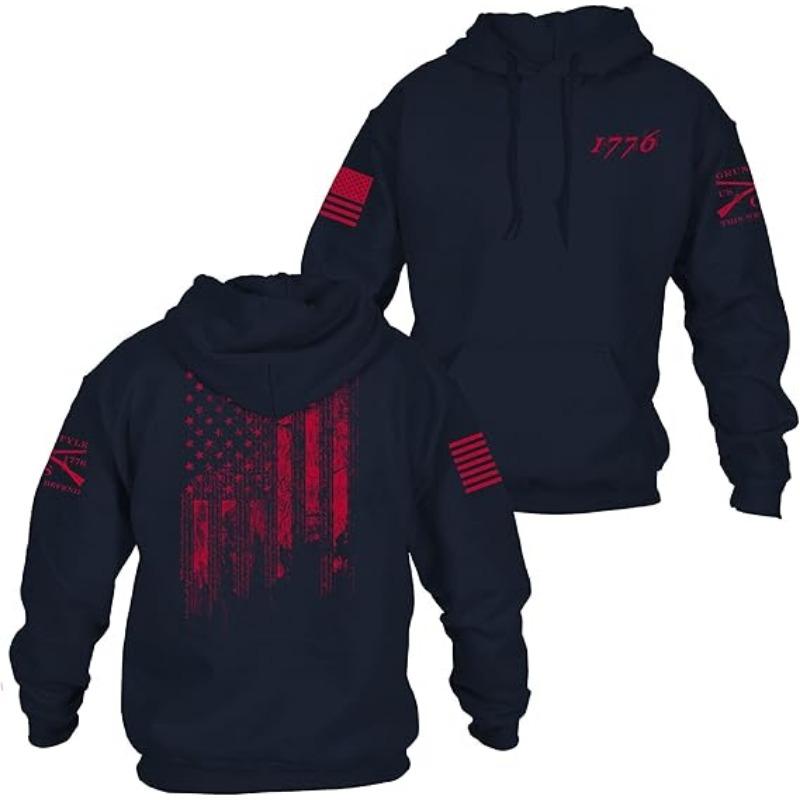 

Men s Digital Printed Hoodie with Letters and American Flag Pattern, Men s Fashionable European and American Outdoor 3XL червоний/чорний